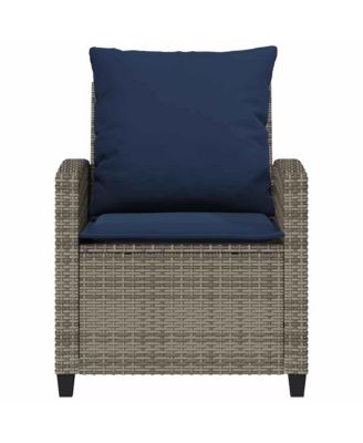 Garden Sofa Set Grey, Navy blue PE rattan and powder-coated steel