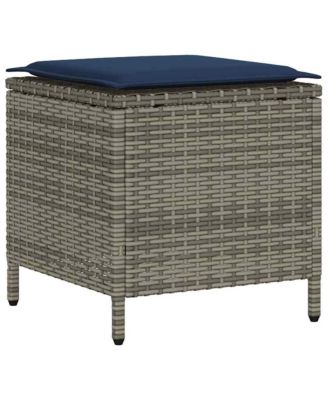 Garden Sofa Set Grey, Navy blue PE rattan and powder-coated steel