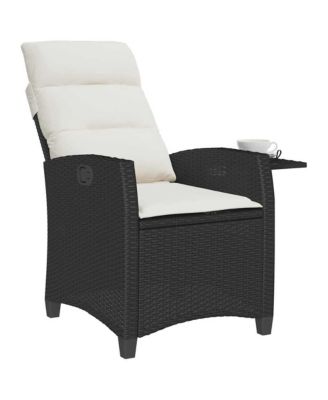 Reclining Garden Chair Black PE rattan Foldable