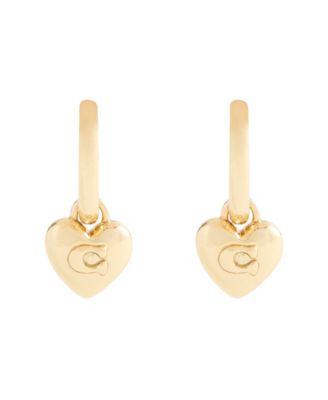 Gold Plated Heart Huggie Drop Earrings