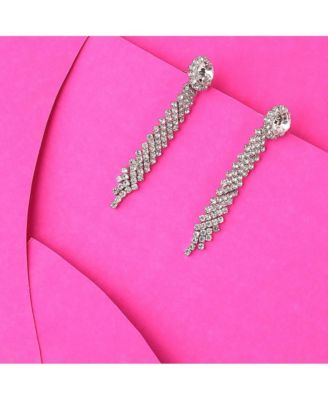 Women's Silver  Circular Bling Drop Earrings