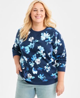 Style & Co - Plus Size Floral Crewneck Sweatshirt
