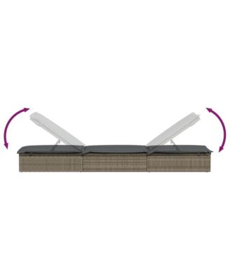 Sunbed Grey PE Rattan Large Adjustable Armrests