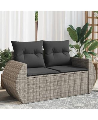 Garden Sofa Grey PE Rattan, Powder-coated Steel Medium Modular