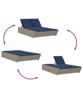 Patio Double Sun Lounger Gray PE Rattan Double