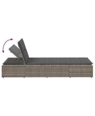 Sunbed Grey PE Rattan Single Cushioned Sun Lounger Rectangular