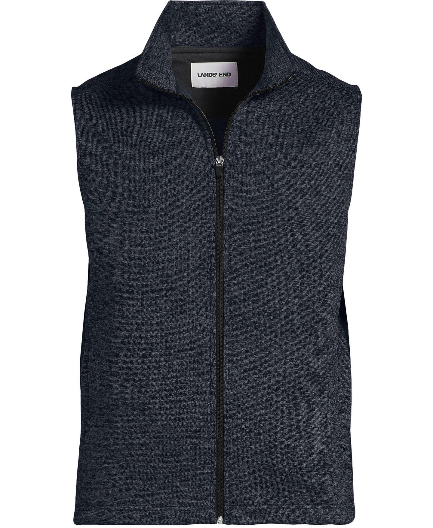 Мужской жилет Lands' End Unisex Sweater Fleece Zip Front Vest, цвет: Чёрный меланжевый — фото 3