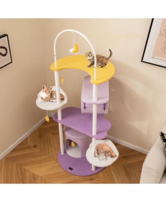 62'' Multi-level Cat Tree w/ Moon-Shaped Top Perch Cloud-Shaped Jumping Platform