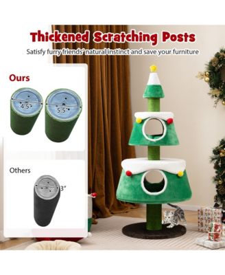 Christmas Cat Tree for Indoor Cats w/ 2 Condos Sisal Scratching Posts Spring Toy