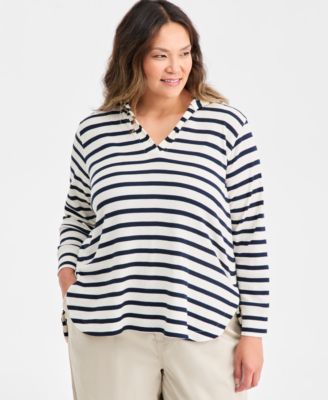 Plus Size Waffle-Knit Hooded Sweatshirt