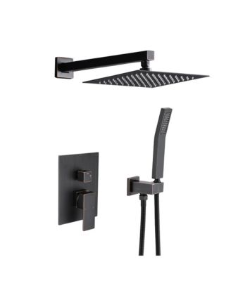 Shower System Shower Faucet Combo Set Wall Mounted with 10&amp;#x22; Rainfall Shower Head and Handheld Shower Faucet