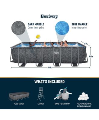 APX 365 18' x 9' x 52" Rectangular Above Ground Swimming Pool Set, Gray