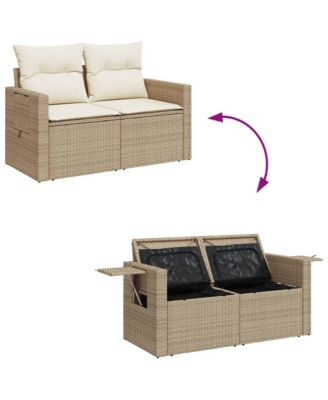 Garden Sofa Beige PE Rattan Medium Adjustable Armrests