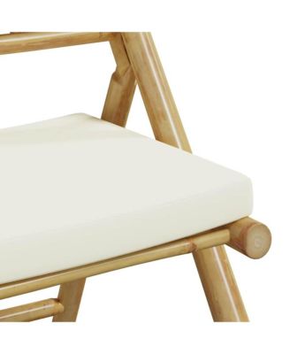 Bistro Chair Set of 2 Cream white Bamboo Standard Foldable