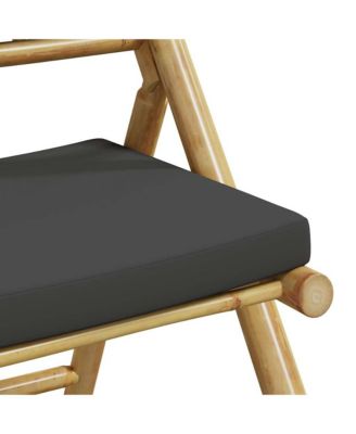 Bistro Chair Set of 2 Dark grey Bamboo, Polyester Standard