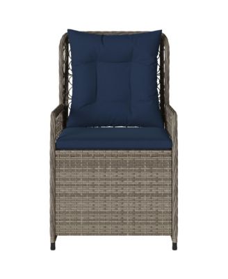 Reclining Patio Chair Gray and Navy Blue