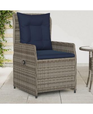 Reclining Patio Chair Gray PE rattan Standard Adjustable Feet