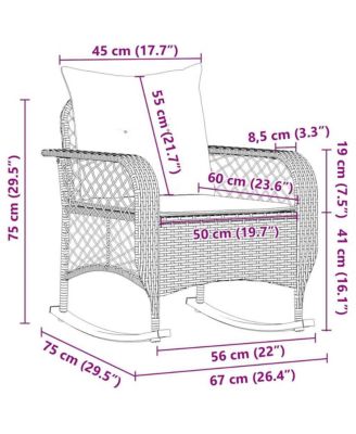 Patio Rocking Chair Brown PE rattan, powder-coated steel, polyester