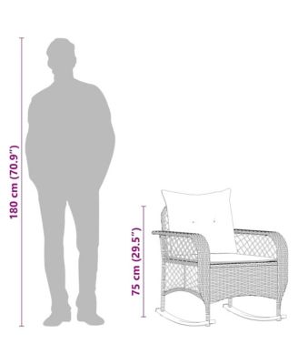 Patio Rocking Chair Brown PE rattan, powder-coated steel, polyester