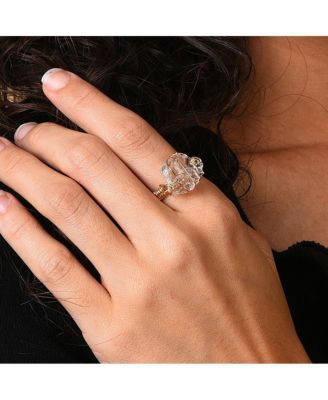 Women's White  Abstract Stone Cocktail Ring