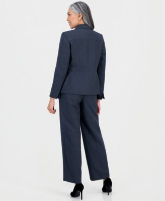 Women's Notch-Lapel Button-Front Pantsuit, Regular & Petites