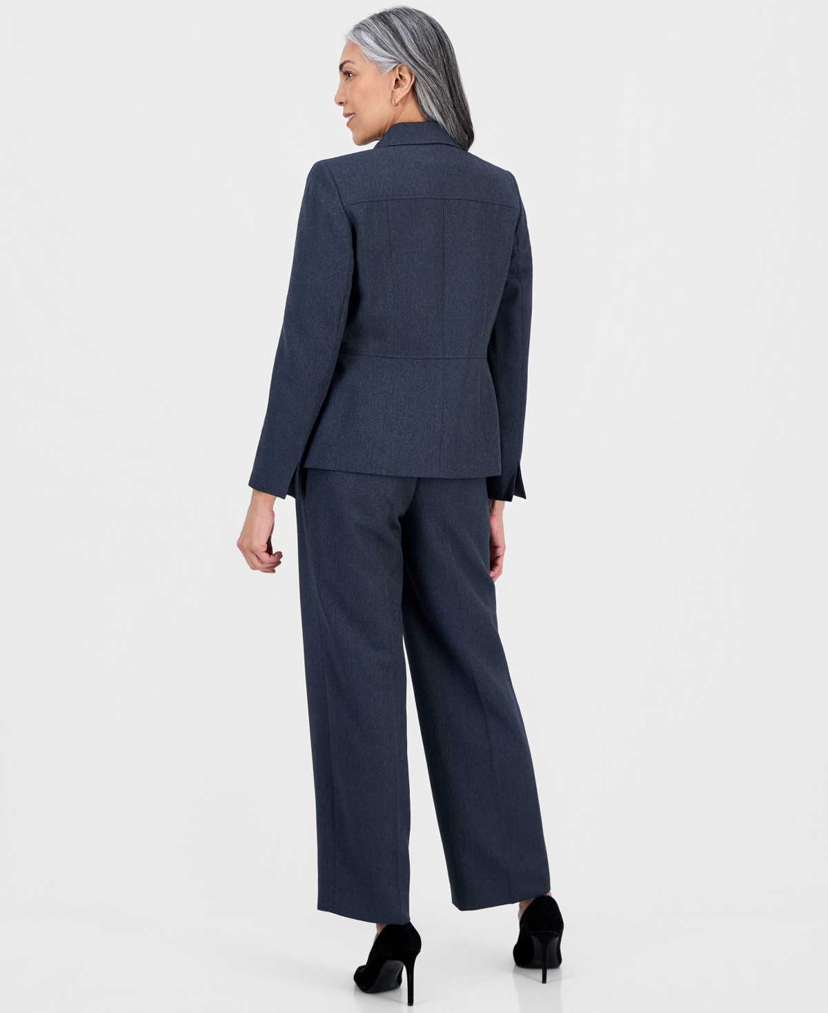 Le Suit Women's Notch-lapel Button-front Pantsuit In Blue
