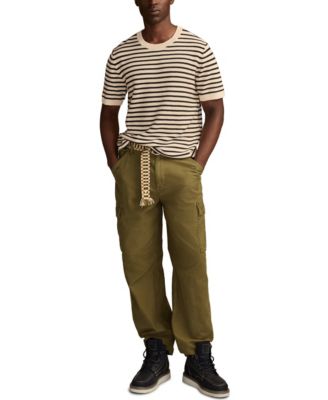 Men's Striped Crewneck Textured Sweater