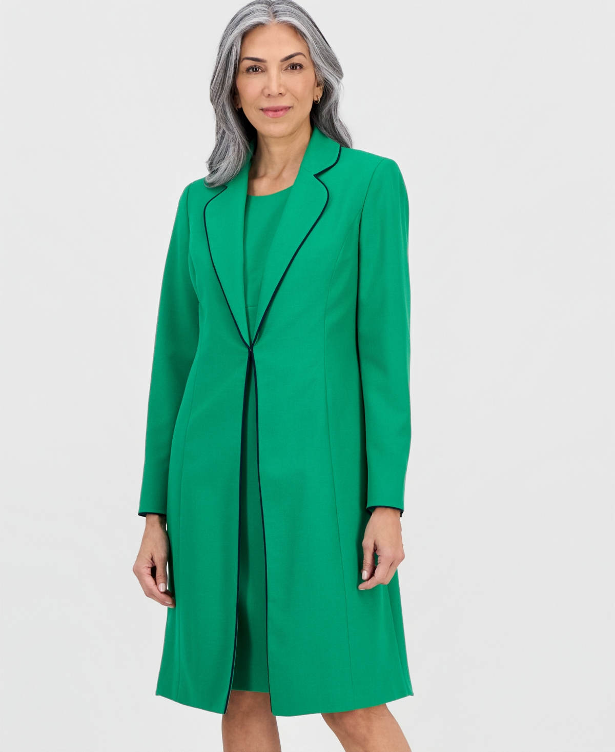 Le Suit Women's Topper Jacket & Round-neck Sheath Dress In Green