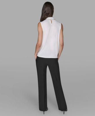 Women's Sleeveless Rhinestone-Collar Knit Top