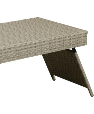 Portable Outdoor Wicker Rattan Side Table, Foldable Lightweight 7 lbs, Weather-Resistant, No Assembly Needed