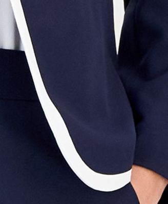 Women's Notch-Lapel Colorblocked Pantsuit, Regular & Petites