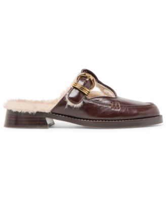 Women's Harlah Plush Cut Out Cozy Mule Flats