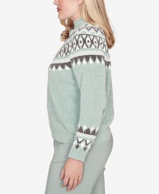 Petite Stockbridge Fair Isle Pattern Chenille Sweater