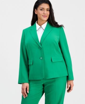 Plus Size Notch-Lapel Mid-Rise Pantsuit 