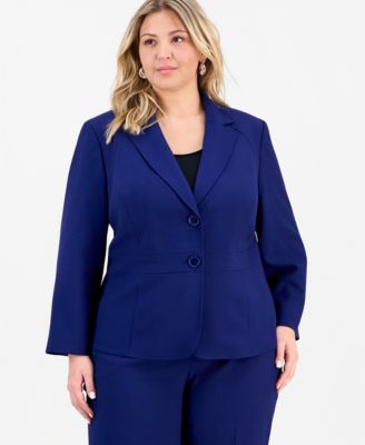 Plus Size Notch-Lapel Mid-Rise Pantsuit 