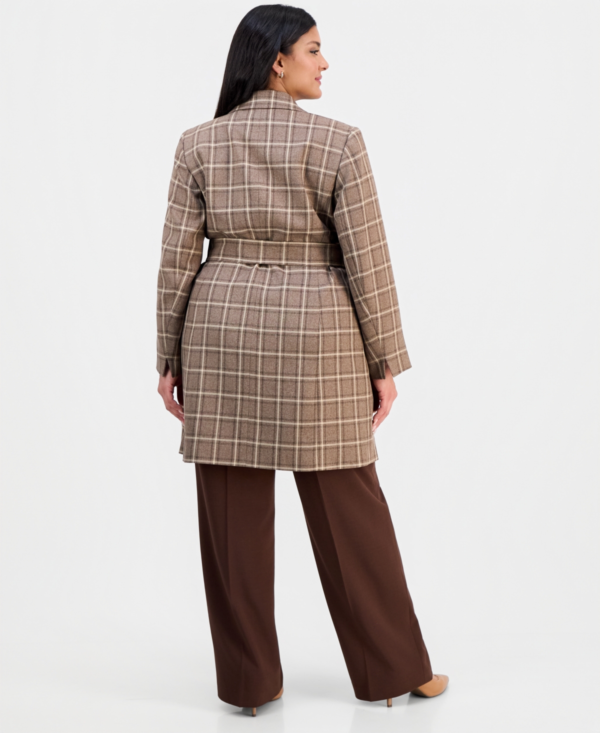 Le Suit Plus Size Belted Wide-leg Mid-rise Pantsuit In Multi