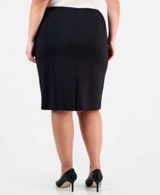 Plus Size Zip-Front Jacket & Slim-Fit Skirt 