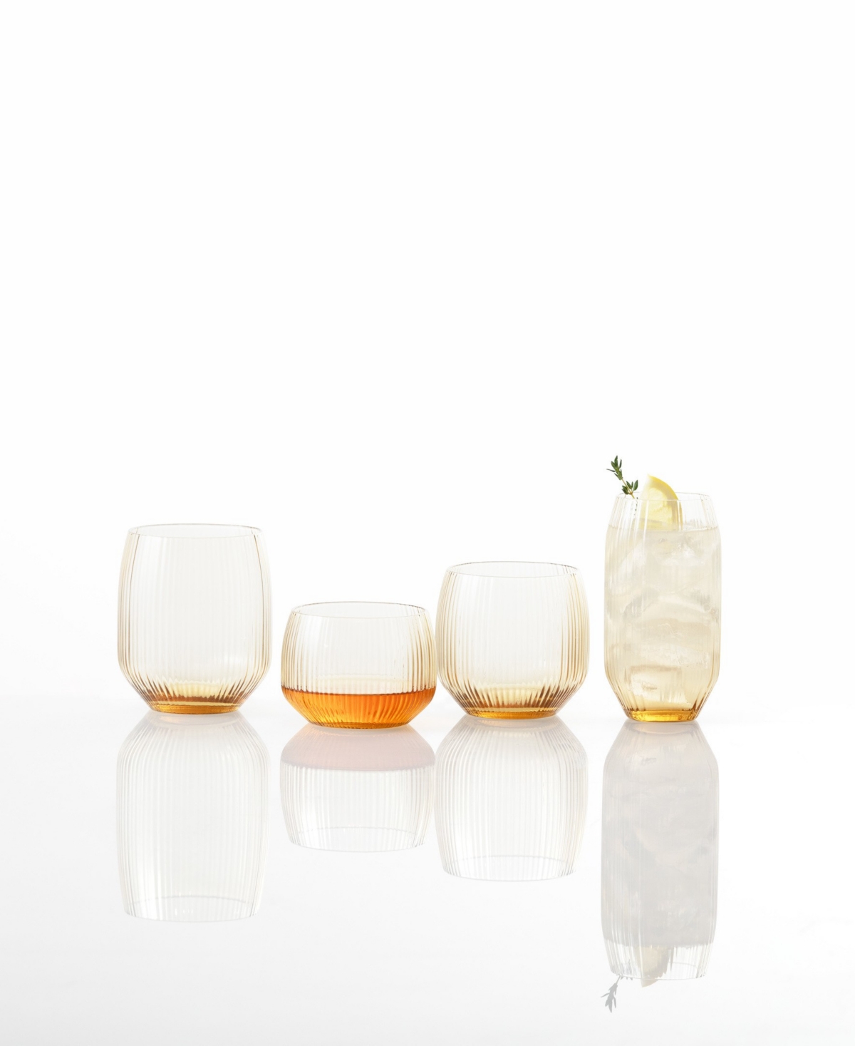 Fortessa Estiva Textured Highball Sparkling Cocktail Glasses, Set Of 4 In Yellow
