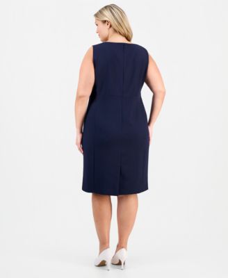 Plus Size Open-Front Jacket & Round-Neck Sheath Dress