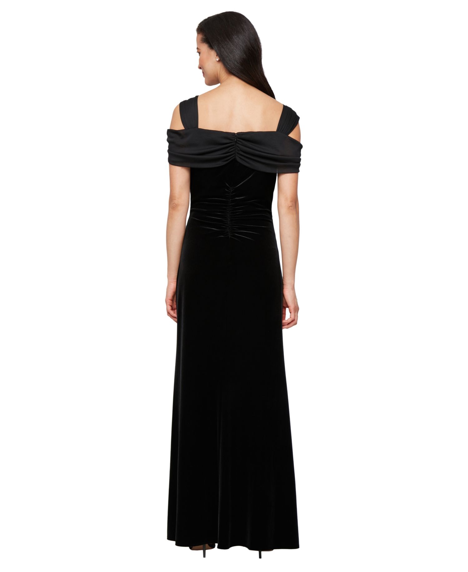 Women's Velvet Cold Shoulder Back Zipper Dress