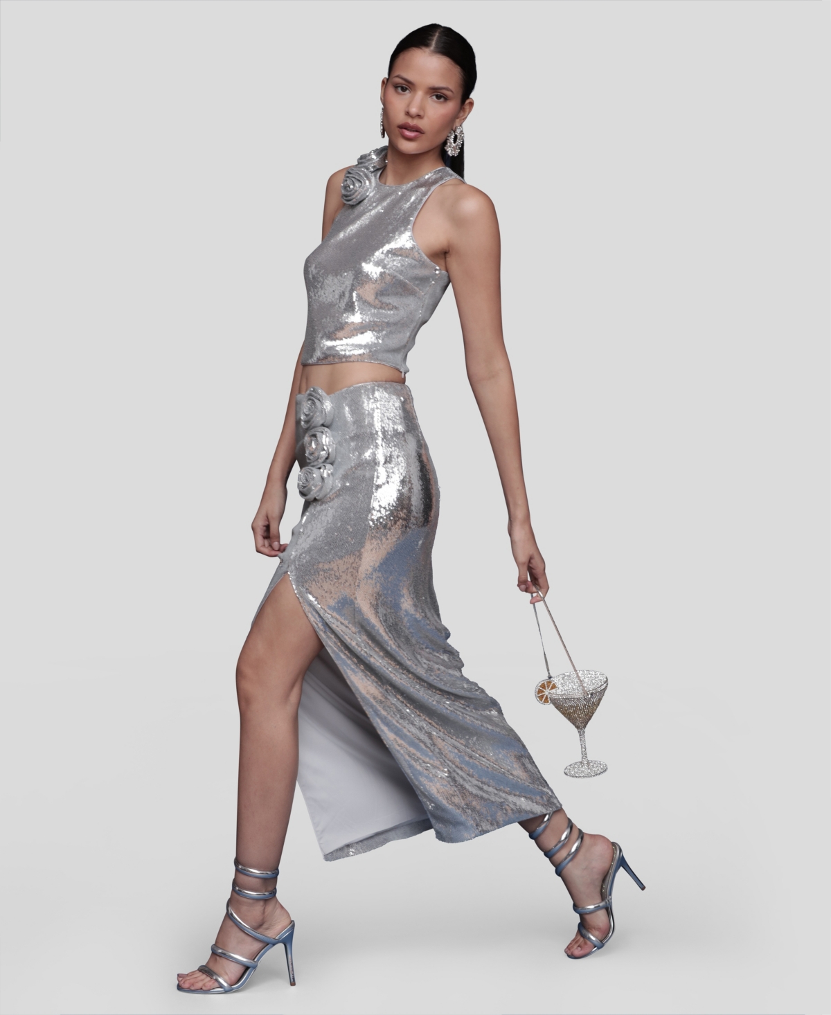 Avec Les Filles Women's Asymmetrical Ruched Midi Skirt In Gray