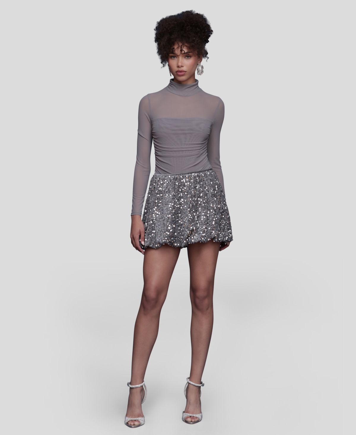 Avec Les Filles Sequin Velvet Bubble Miniskirt In Blue