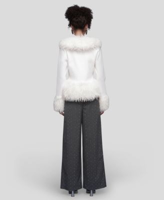 Women's V-Neck Trimmed Cardigan Sweater