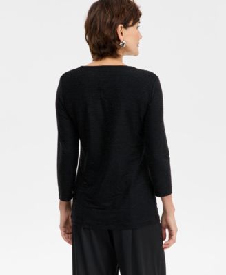 Women's Striped Shine Keyhole Jacquard Top, Macy's Exclusive