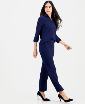 Petite Ridge Knit Pull-On Wide-Leg Pants