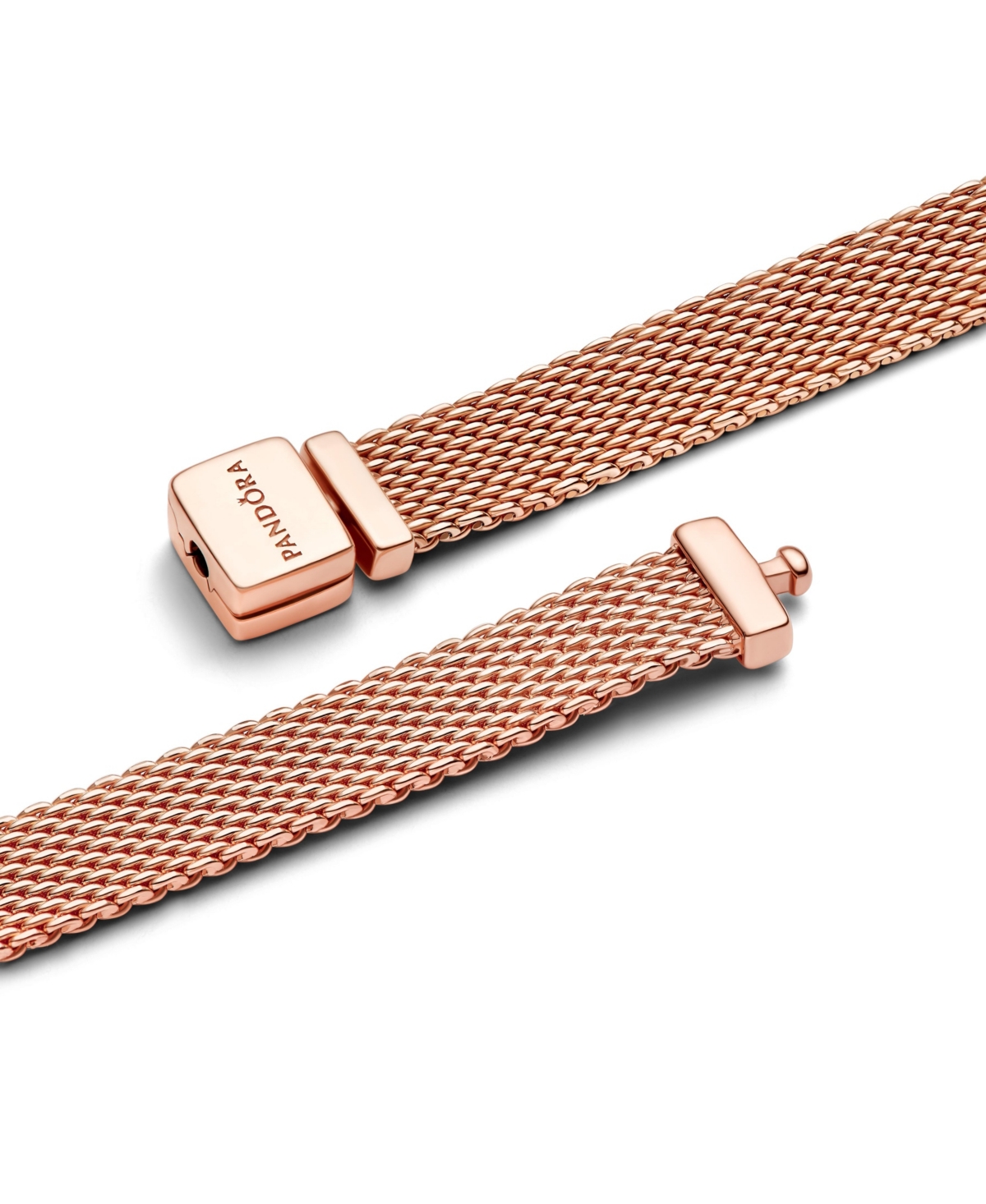 Pandora Rose Gold Plated Reflexions Mesh Bracelet In Metallic