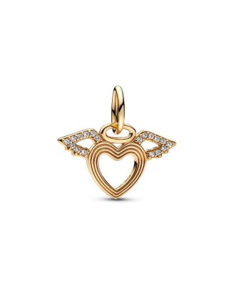 Pandora - Gold Plated Heart Angel Wings Dangle Charms