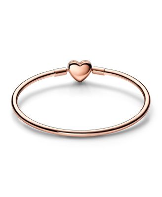 Rose Gold Plated Heart Clasp Bangle Bracelet