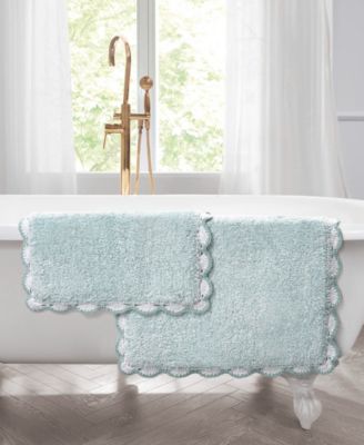 Heathered Crochet Border Cotton Bath Rug Set