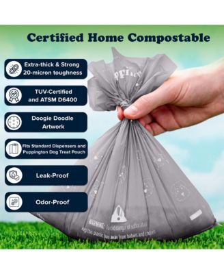 Compostable Dog Poop Bags, 270 Bags, Charcoal Gray